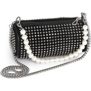 Crystal Rhinestone Crossbody Bag | Bling Mini Tote for Parties - Black